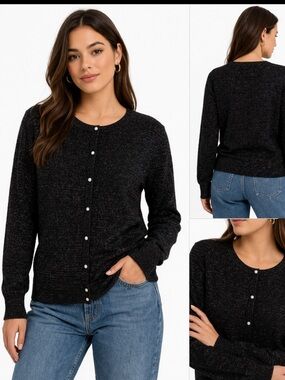 NWOT Jones New York Black Subtle Shimmer Cardigan — Size M